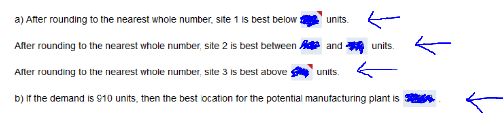 The fixed and variable costs for three potential
