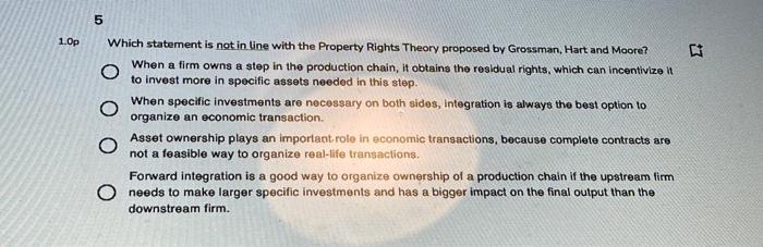 5 1.0p Which statement is not in line with the