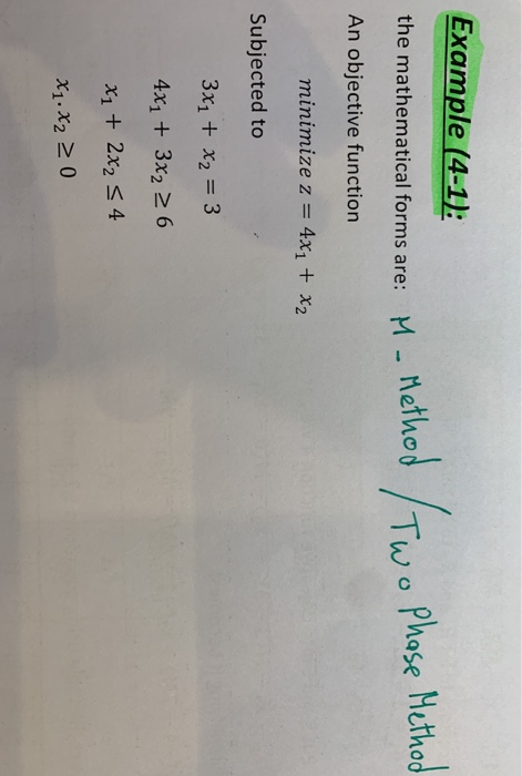 Example (4-1); Thod the mathematical forms are: M