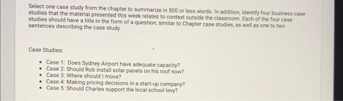 Select one case study from the chapter to