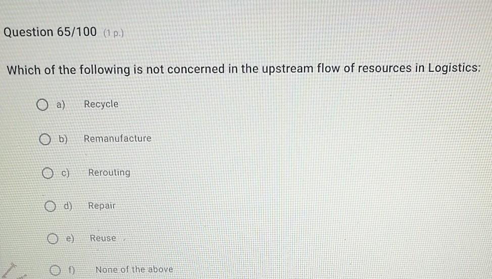 Question 66/100 (1 p.) When outsourcing one of