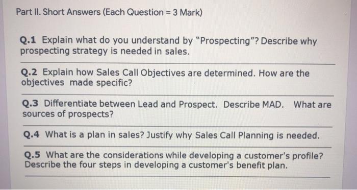 Marketing please answer these five questions in