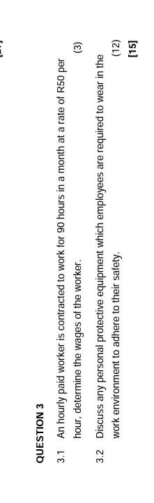 E QUESTION 3 3.1 An hourly paid worker is
