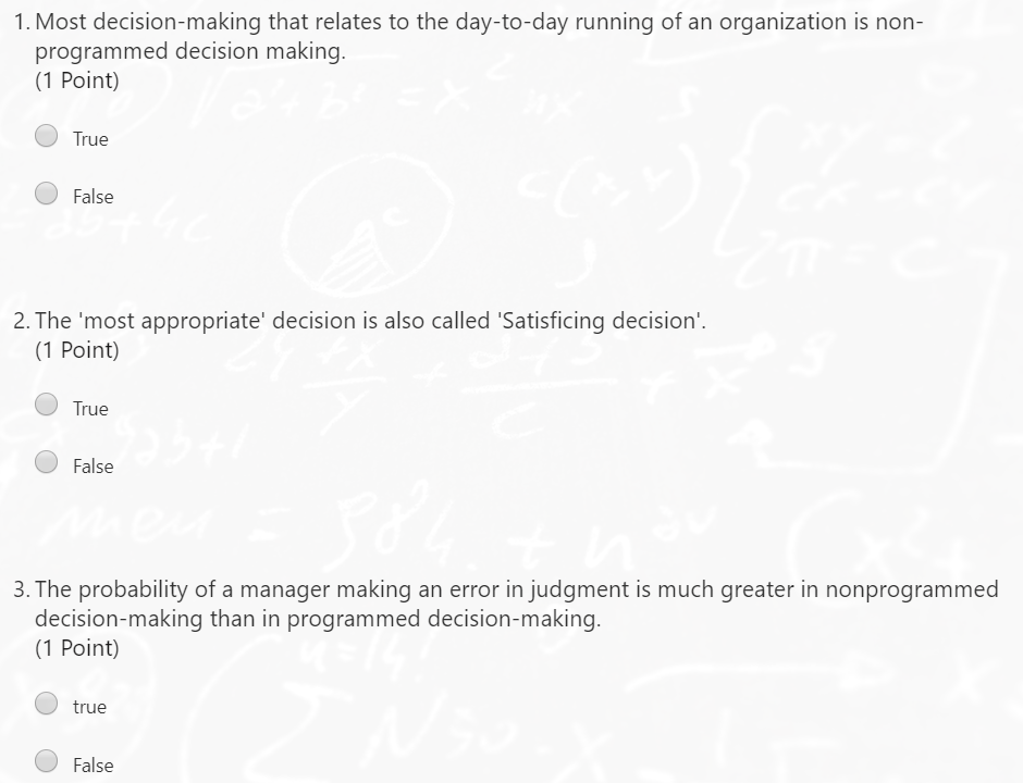 1. Most decision-making that relates to the
