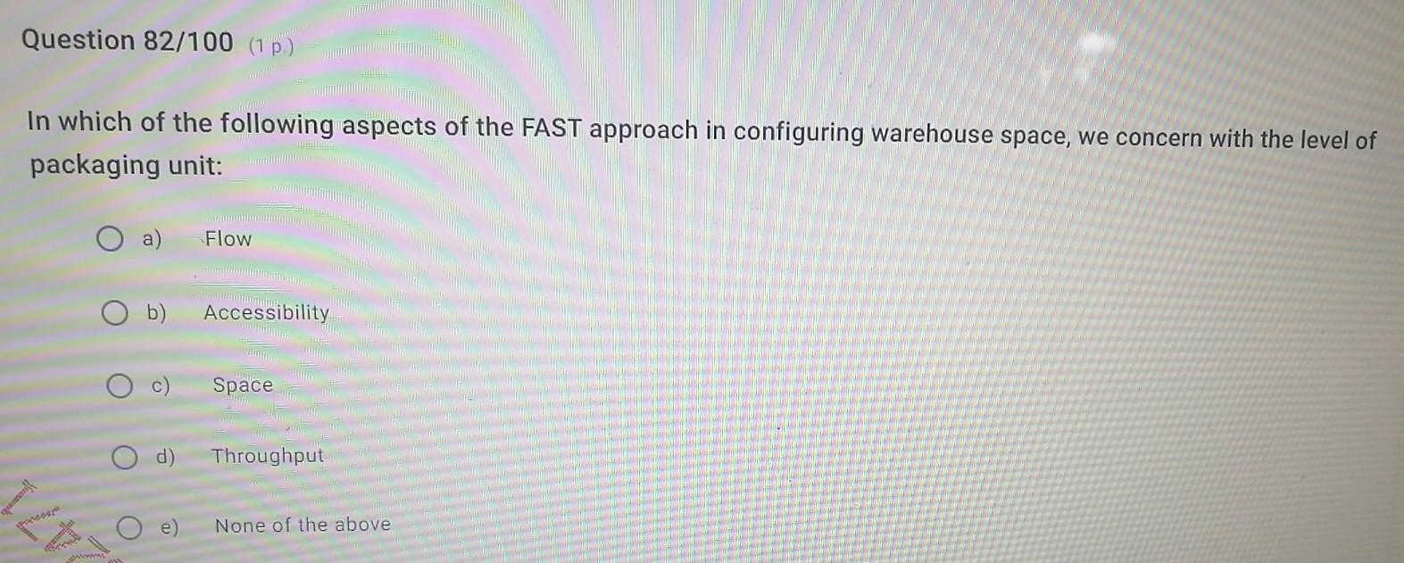 Question 84/100 (1 p.) Which of the following