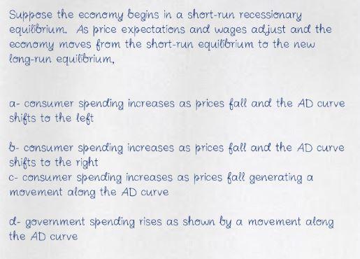 Suppose the economy begins in a short-run