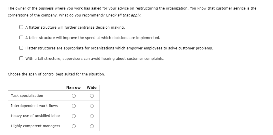 Using your knowledge of departmentalization in
