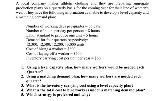 A local company makes athletic clothing and they