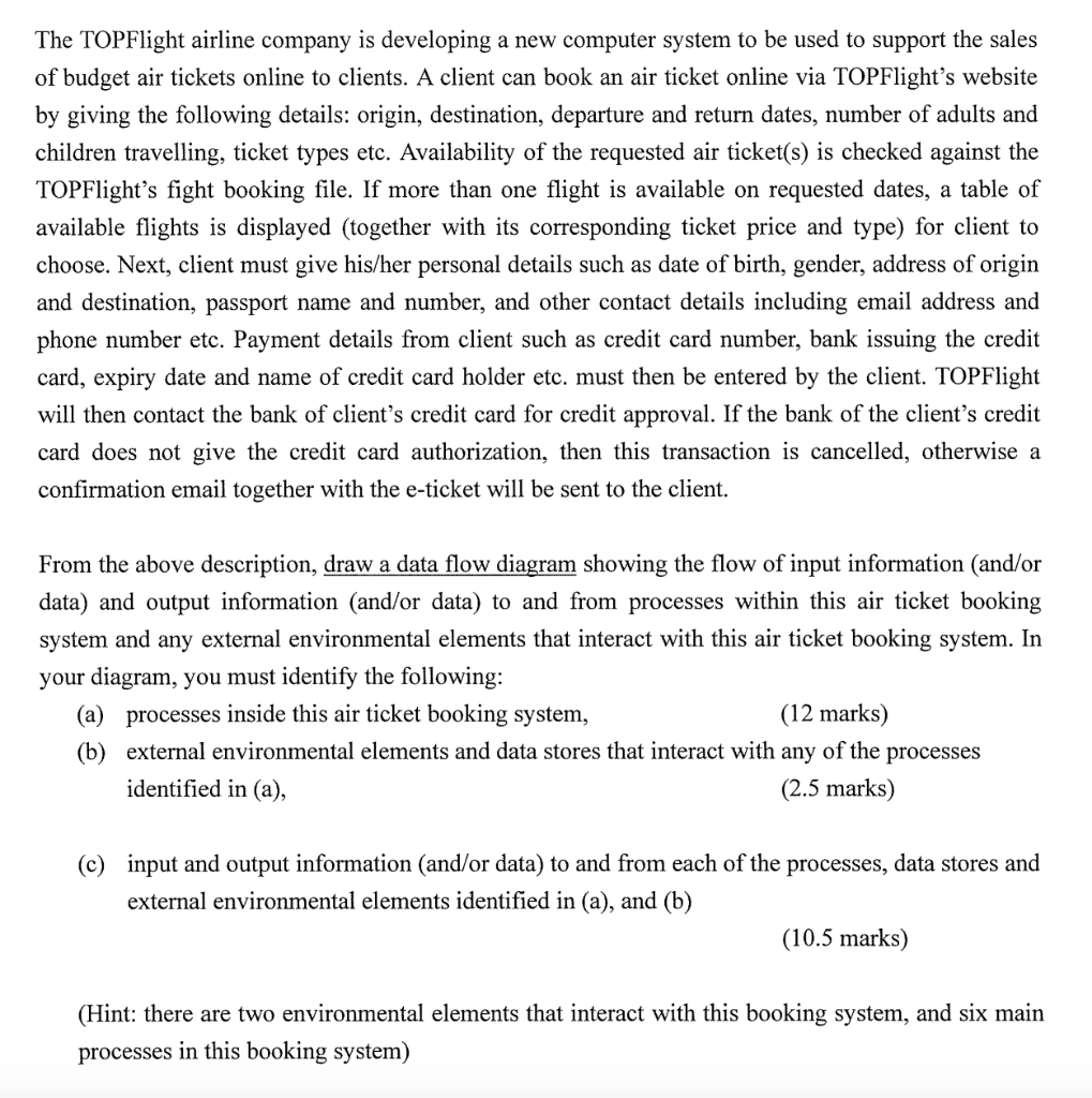 I HAVE 45 MINS The TOPFlight airline company is