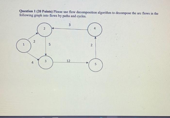 Question 1 (20 Points) Please use flow