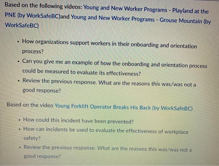 Based on the following videos: Young and New