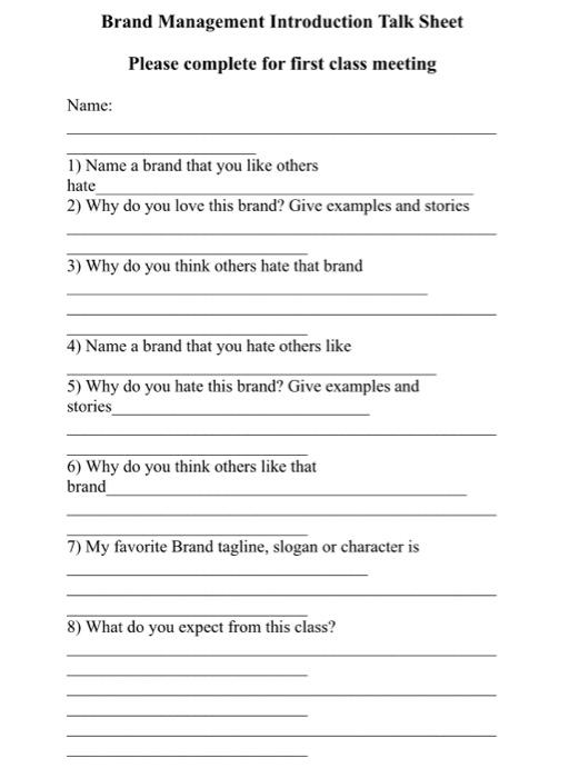 brand management class assignment. Brand