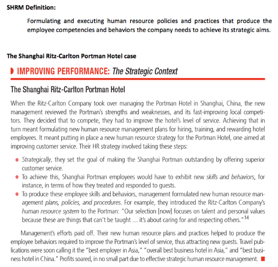 SHRM Definition: Formulating and executing human