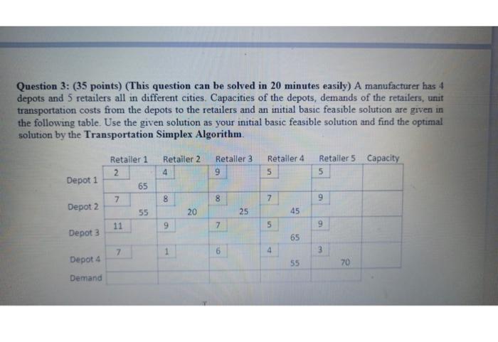 Question 3: (35 points) (This question can be