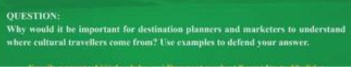 why would it be important for destination