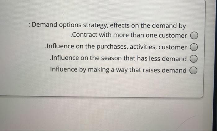 : Demand options strategy, effects on the demand