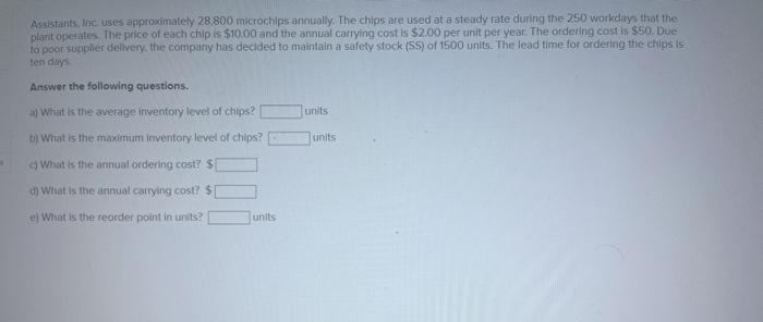 Assistants, Inc. uses approximately 28.800