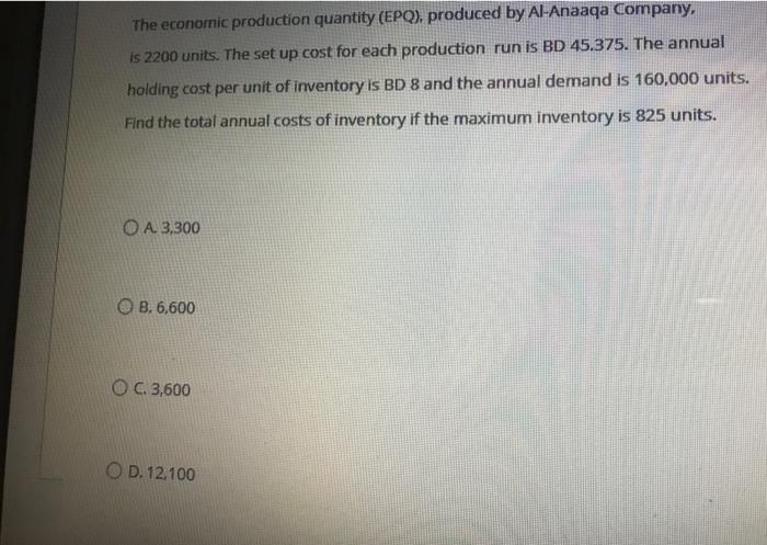 please solve it The economic production quantity