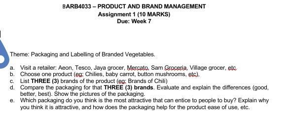 subject : marketing management BARB4033 - PRODUCT