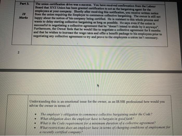 10 point question 4 bullets Part 3. 10 Marks The