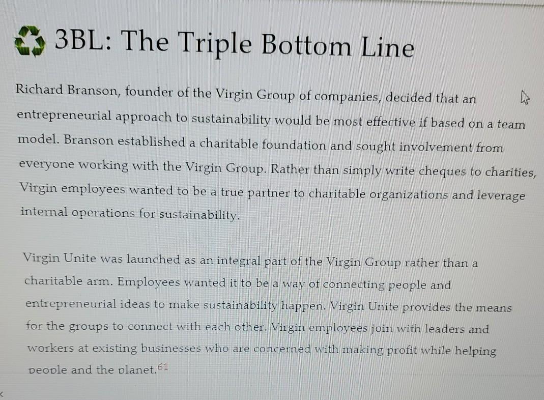 3BL: The Triple Bottom Line Richard Branson,