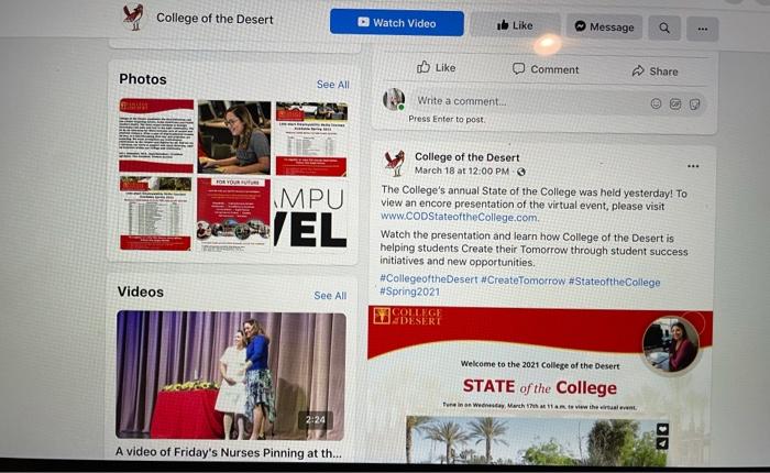 Think & Reflect Visit the College of the Desert