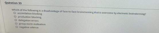 Question 33 Which of the following is a