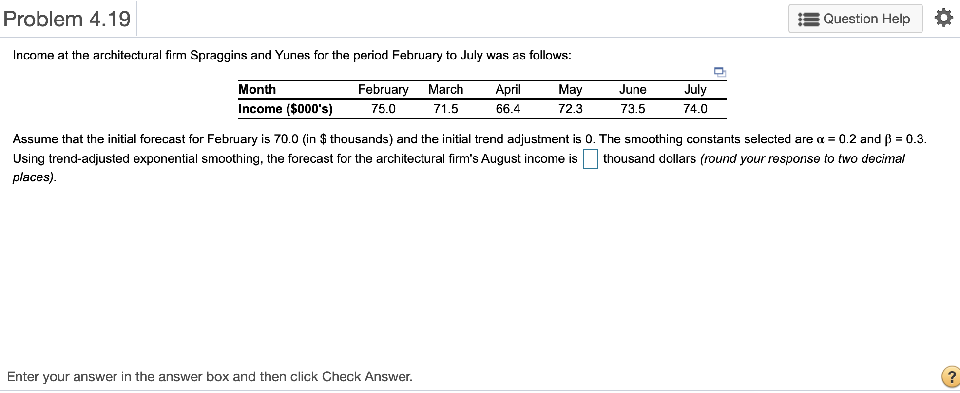 Income at the architectural firm Spraggins and