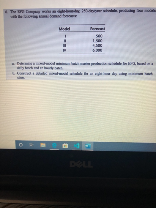please answer problem in excel format 6. The EFG