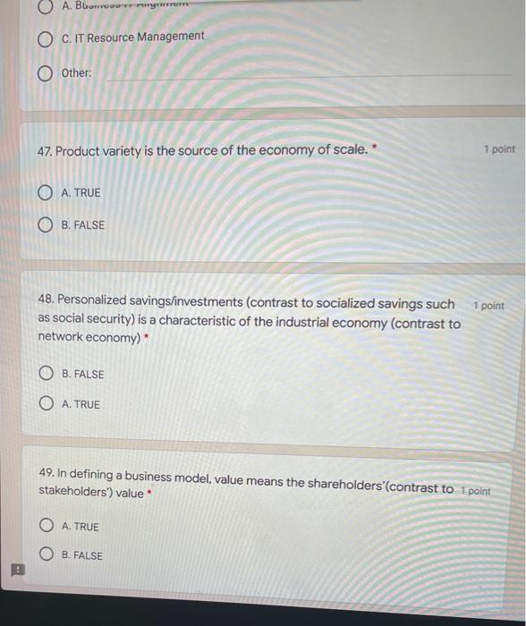 O A. Bloom O C. IT Resource Management Other: 47.