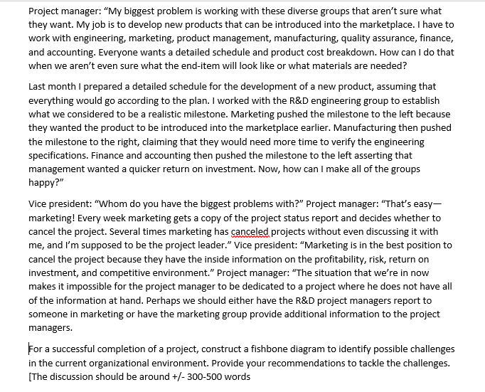 For a successful completion of a project,