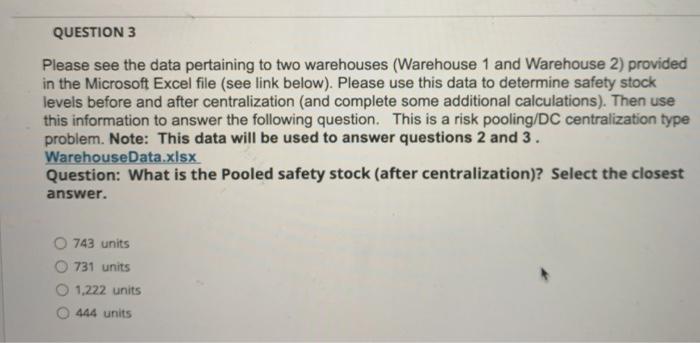 inventory forecast analytic QUESTION 3 Please see
