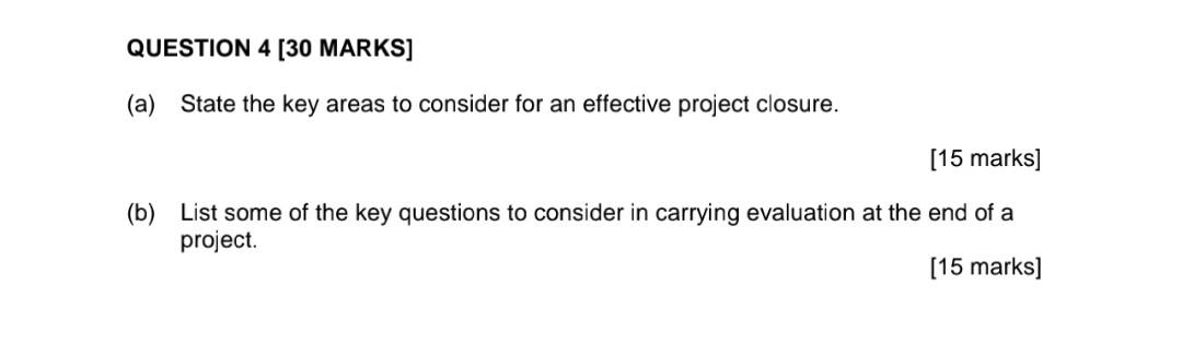 project management thank you QUESTION 4 [30