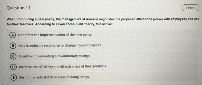 Question 11 1 Point When introducing a new