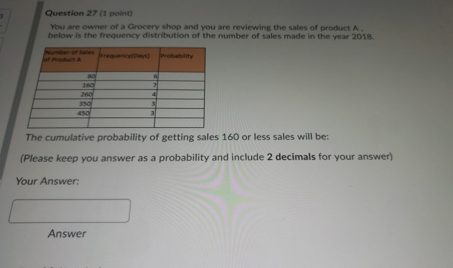 3 Question 20 (1 point) The Absolute percent