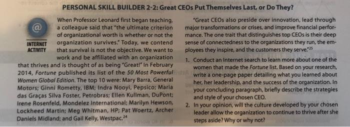 PERSONAL SKILL BUILDER 2-2: Great CEOs Put
