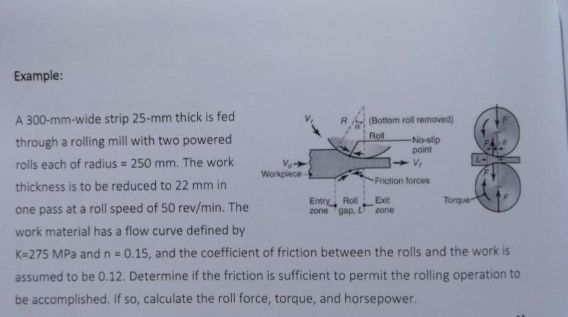Example: Roll A 300-mm-wide strip 25-mm thick is