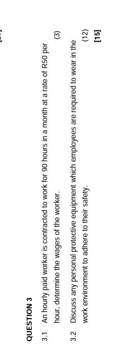 E QUESTION 3 3.1 An hourly paid worker is