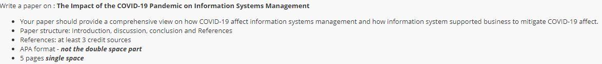 Vrite a paper on : The Impact of the COVID-19