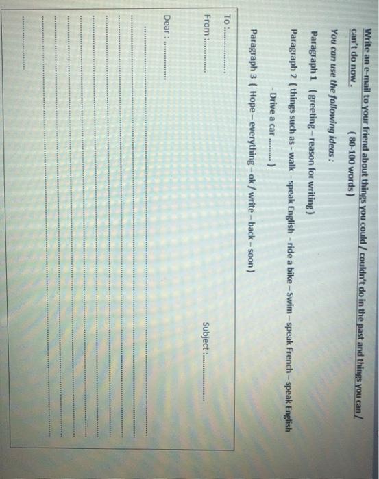 Write an e-mail to your friend about things you