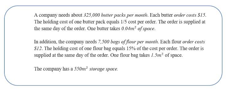choose the correct answer 1)The order quantity