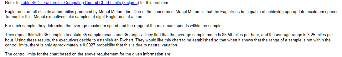 UCL and LCL ???? Refer to Table 56.1 - Factors