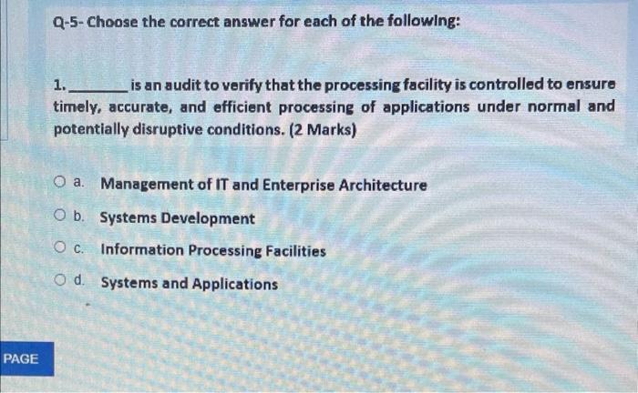 PAGE Q-5-Choose the correct answer for each of