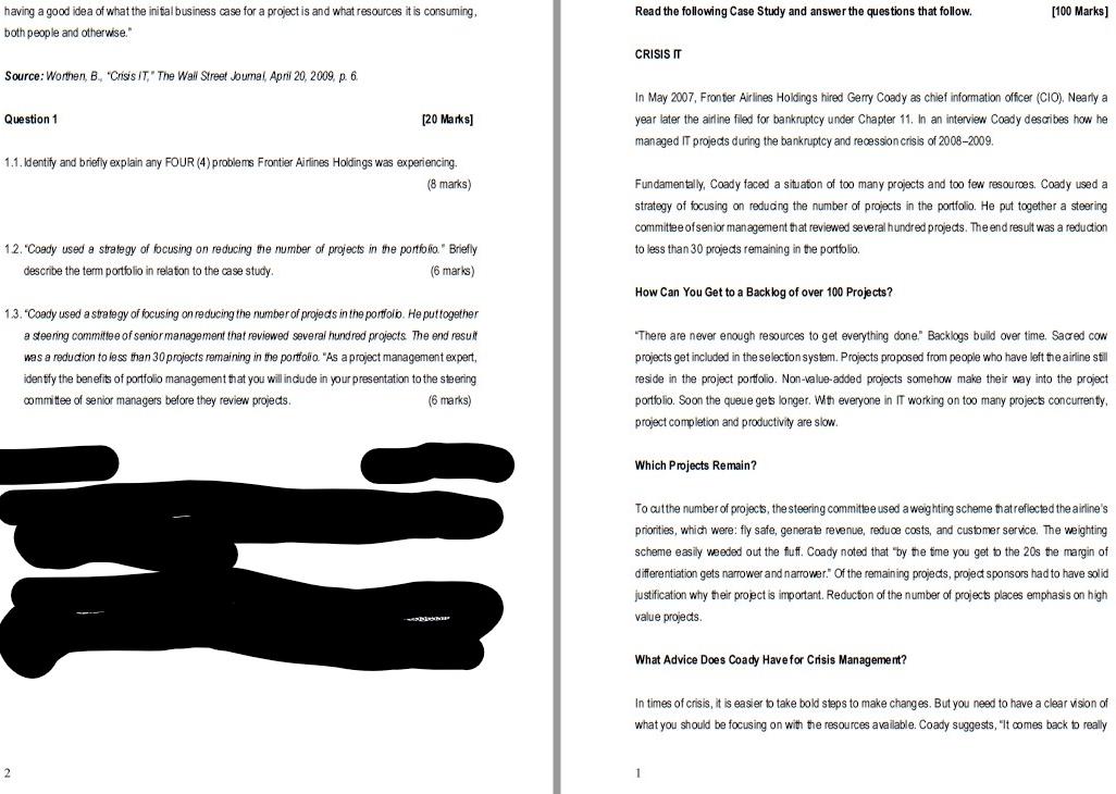 Read the following Case Study and answer the