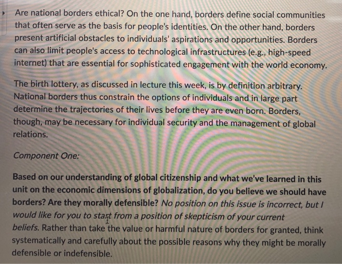 Are national borders ethical? On the one hand,