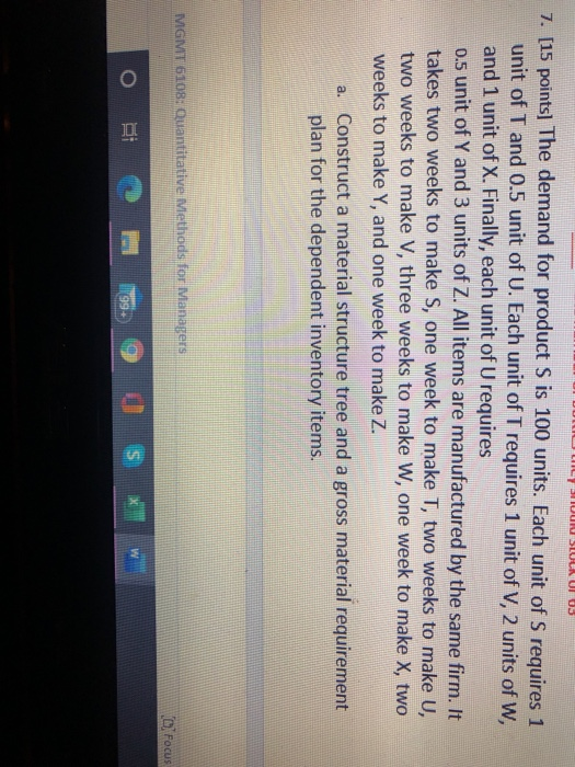 LUU SLULA ULOS 7. [15 points] The demand for