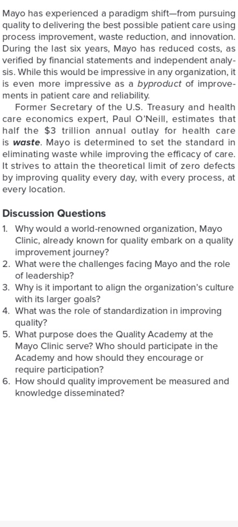 Mayo has experienced a paradigm shift-from