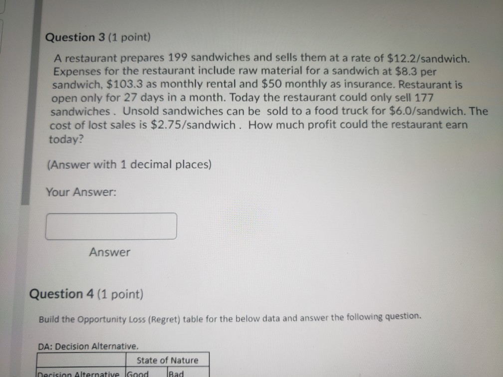 Question 1 (1 point) The error in the forecast
