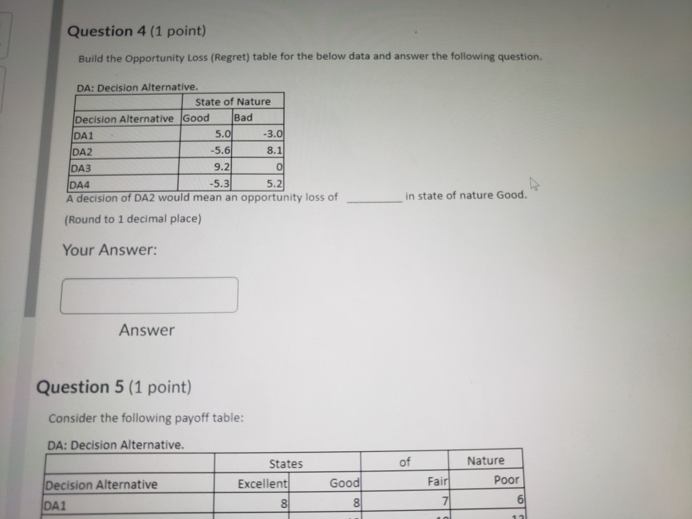 Question 1 (1 point) The error in the forecast