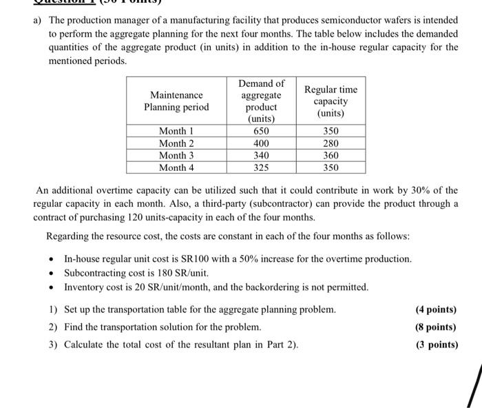 a) The production manager of a manufacturing